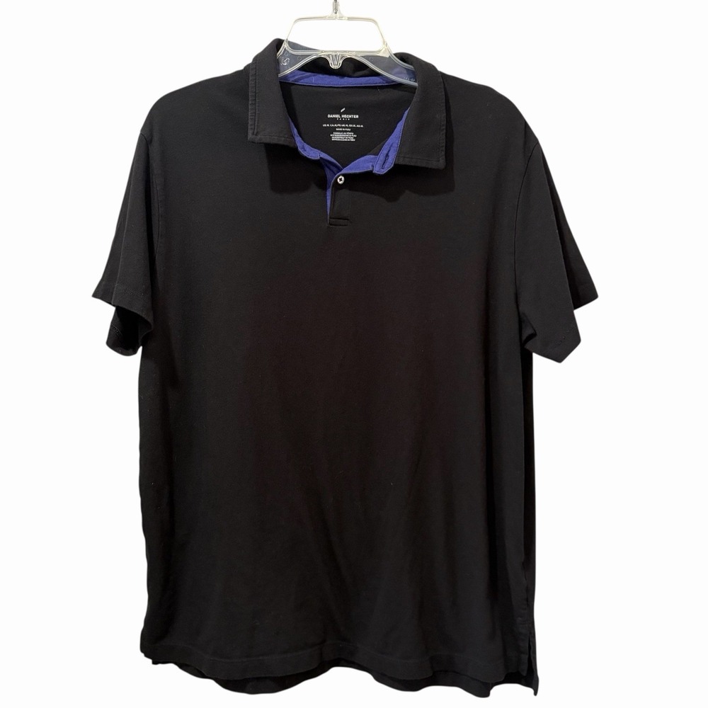 Daniel Hechter Paris‎ Polo Shirt Men's Size XL Black Short Sleeve Soft